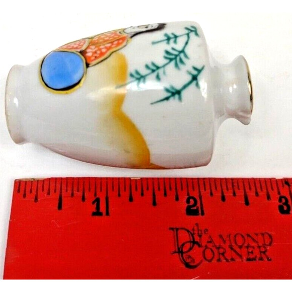 Vintage 1940’s Japan Satsuma Porcelain Vase Miniature Red Ltr Hand Painted 2.5" - Picture 3 of 6